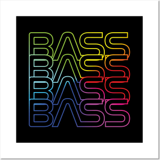Bass Repeated Text Colorful Posters and Art